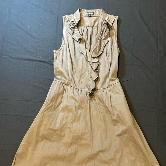 Express Tan Ruffle Midi Dress - Picture 2 of 8